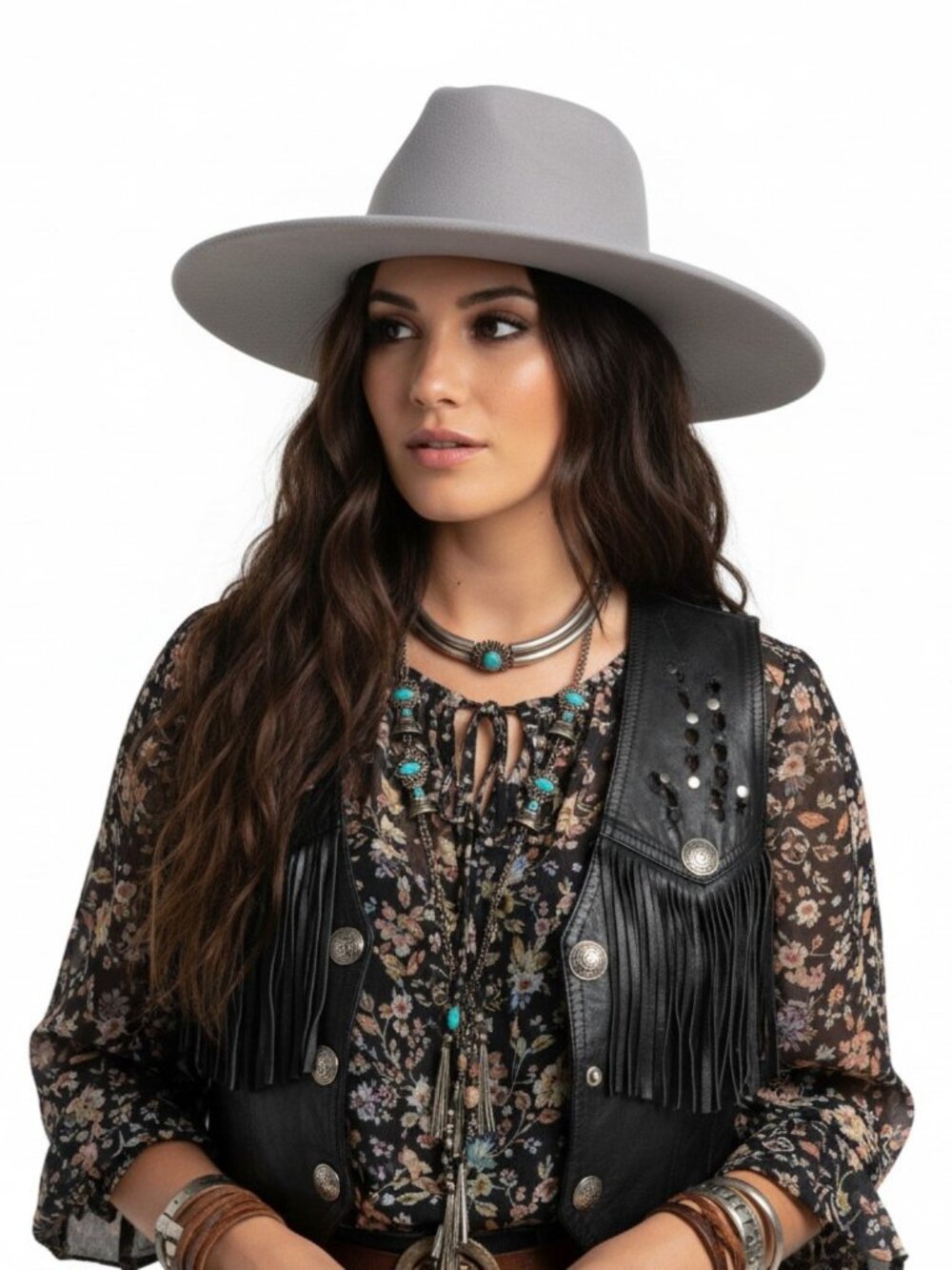 Soft Gray Wide Brim Fedora Hat